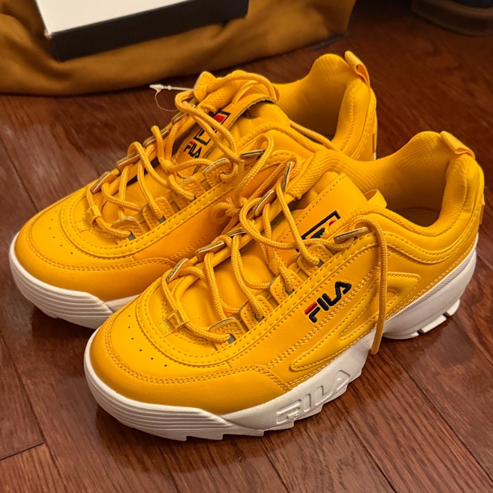 New Fila Bright Yellow Sneakers with White Soles